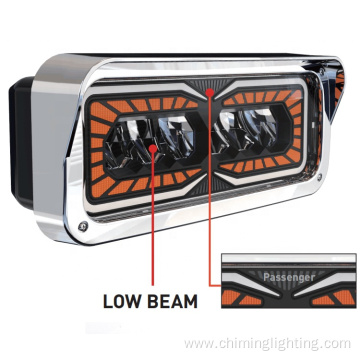 Chiming 16"*7', 12-24v Led projector headlight assembles ,truck light DOT SAE passenger side multifunctional truck headlight